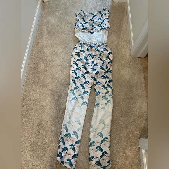 Rebecca Minkoff The Charlotte Jumpsuit on Chalk Multi 100% silk size 4 NWT - Picture 5 of 5